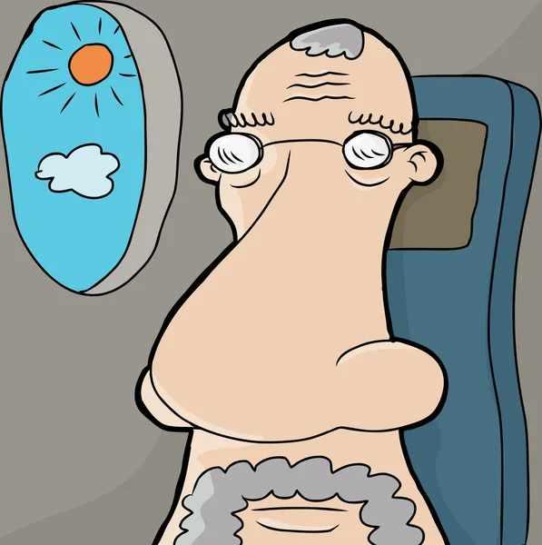 Homme âgé sur avion — Image vectorielle
