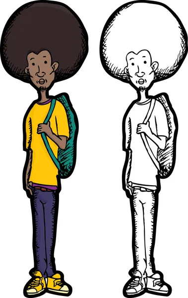 Skinny Teen avec sac à dos — Image vectorielle