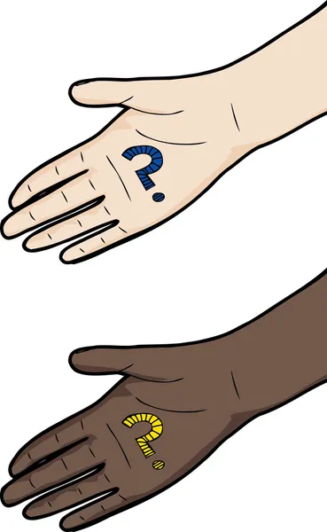 Mano con signo de interrogación — Vector de stock