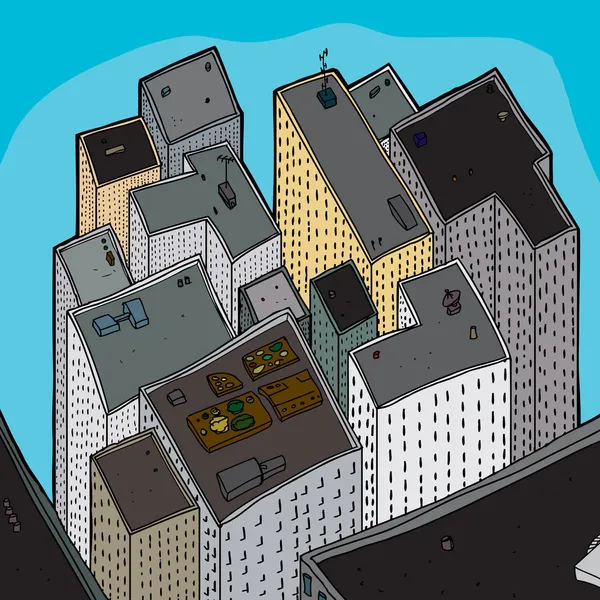Crowded Tall Buildings Vector Graphics