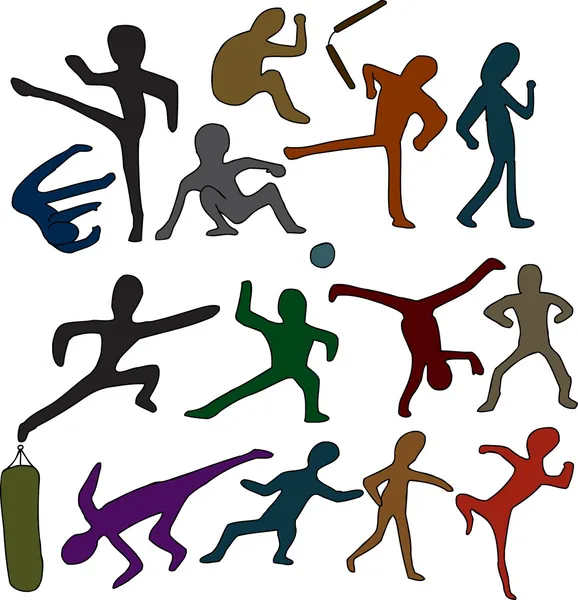 Martial Arts Doodles — Stockvector