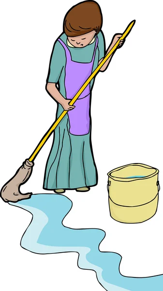 Woman Mopping — Stock Vector
