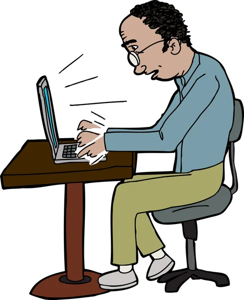 Homem digitando no laptop — Vetor de Stock