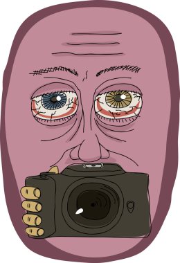 garip adam tutarak fotoğraf makinesi