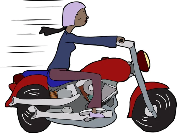 Mujer montando motocicleta — Vector de stock