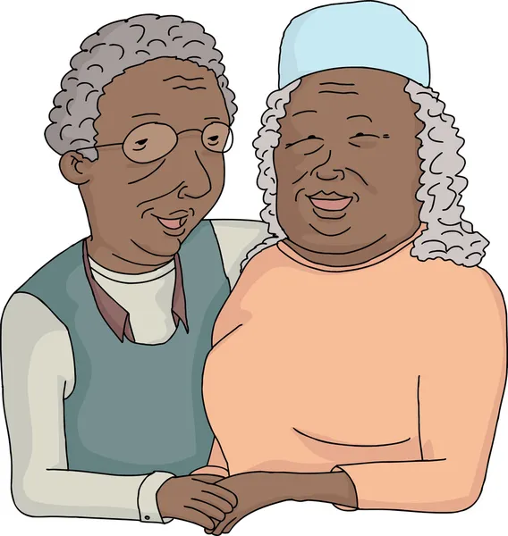 Smiling Elderly Couple Cartoon — Stock Vector