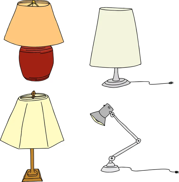 Quatre lampes de table — Image vectorielle