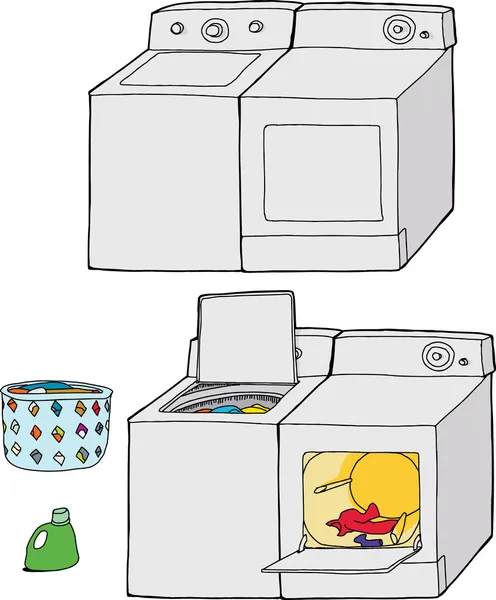 Waschmaschine und Trockner — Stockvektor