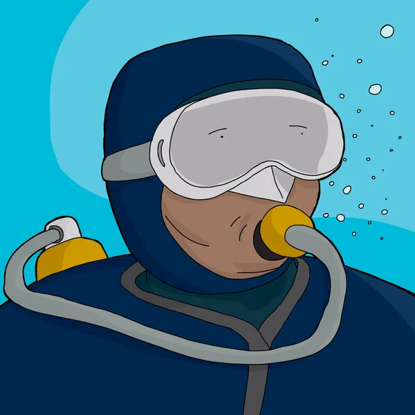 Scuba Diver Close-Up — Stockvector