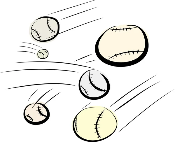 Bolas de basebol voadoras — Vetor de Stock