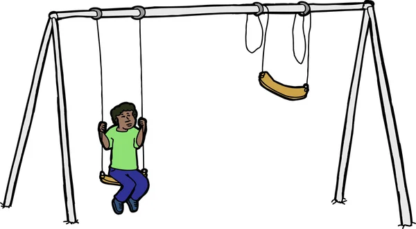 Enfant solitaire sur balançoire — Image vectorielle