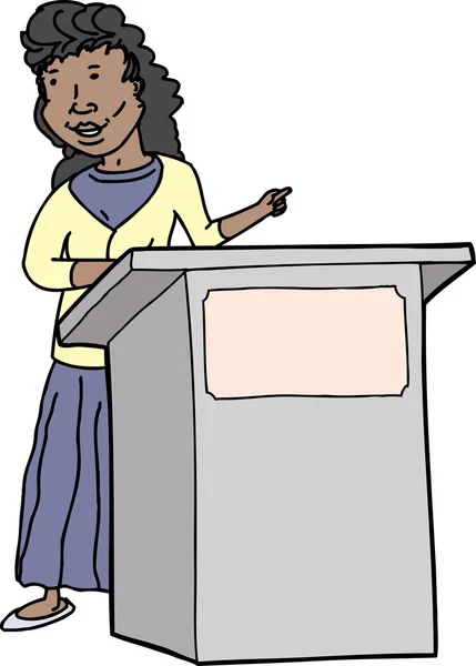 Woman Speaking at Lectern — Stock Vector