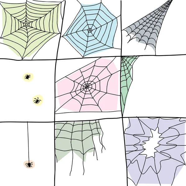 Aranha dos desenhos animados Webs — Vetor de Stock