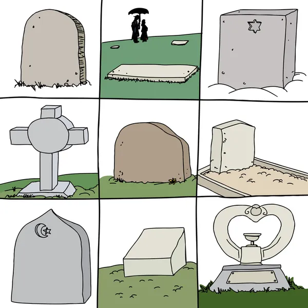 Series of Grave Stones — Stock Vector