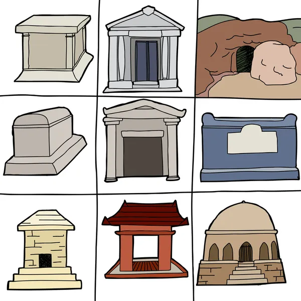 Various Tombs — Stock Vector