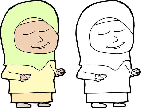 穆斯林妇女祈祷 — 图库矢量图片