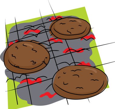 Isolated Burgers on Grill clipart