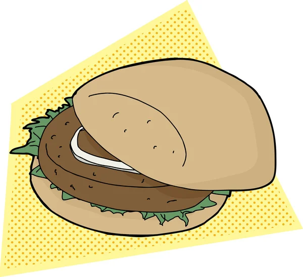 Burger on Yellow Background — Stock Vector