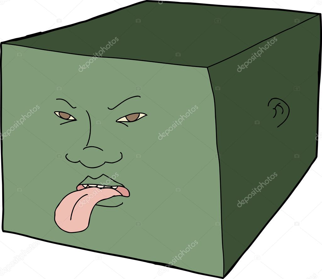 Unhappy Face on Cube
