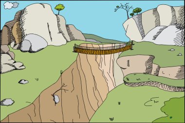 Footbridge in Canyon clipart