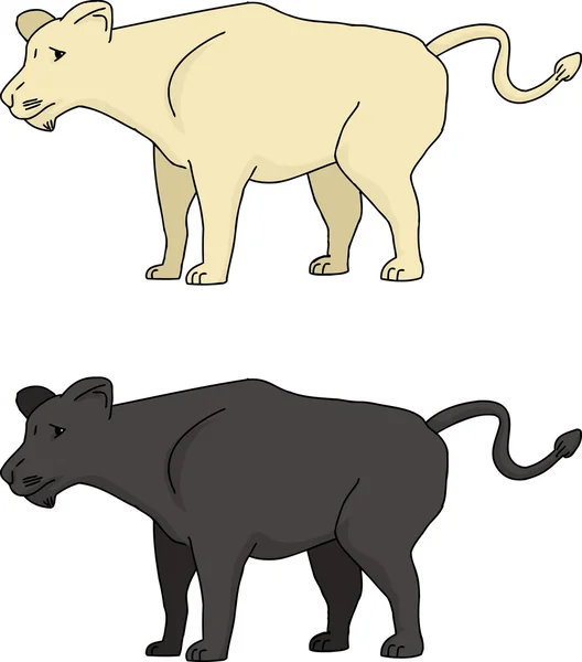 Leeuw en panther — Stockvector