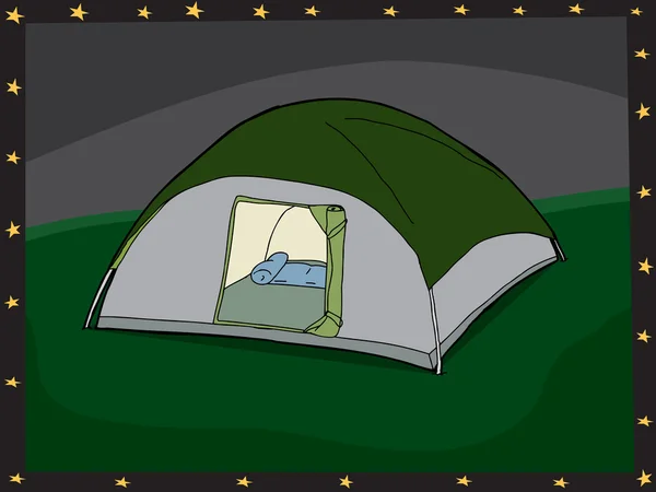 晚上在帐篷里 — 图库矢量图片