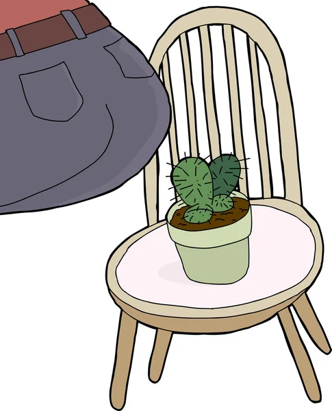 Sentado en Cactus — Vector de stock