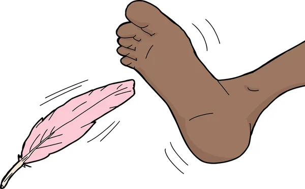 粉红色的羽毛挠痒痒的脚趾 — 图库矢量图片