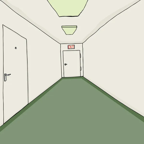 Office korridor med utgång — Stock vektor