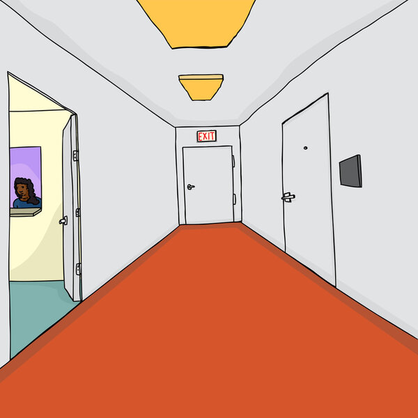 Receptionist in Office Doorway