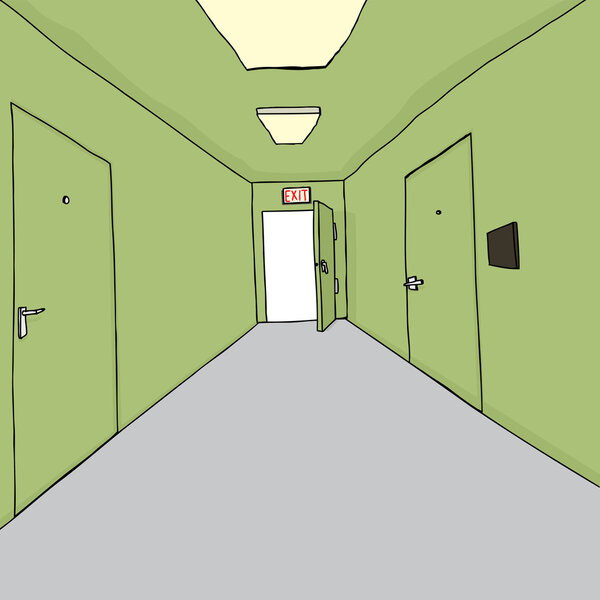 Bright Exit in Hallway