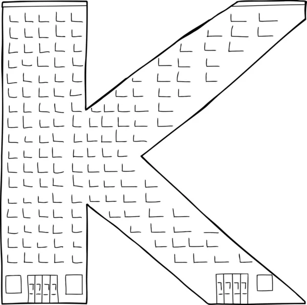 Edificio "K" Outline — Vettoriale Stock