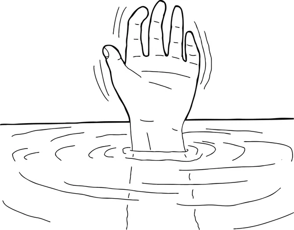 Outline of Hand in Water — Stock Vector