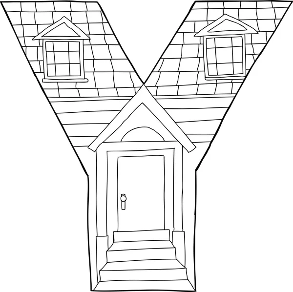 Buchstabe y Haus skizziert — Stockvektor