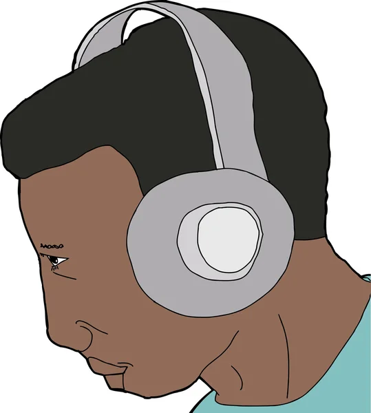 Man Wearing Headphones — Stock Vector