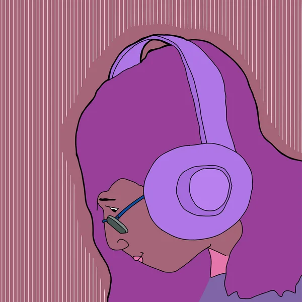 Female DJ with Headphones — Stock Vector
