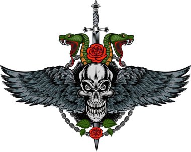 Engerek yılanı. Renkli dövme tasarımı