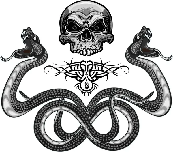 Viper Snake Barevné Tetování Desig — Stockový vektor