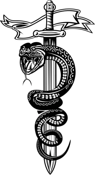 Ilustração Tatuagem Cobra Cobra — Vetor de Stock