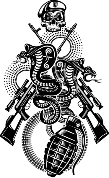 Ilustración Snake Tattoo Cobra — Vector de stock