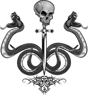 Engerek yılanı. Renkli dövme tasarımı