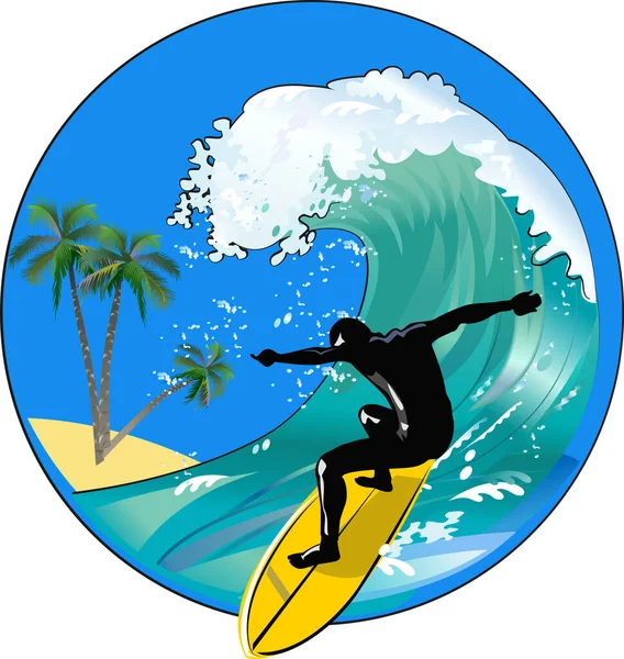 Surfista Blue Ocean Wave — Vector de stock