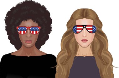 Americans Woman and USA Flag 