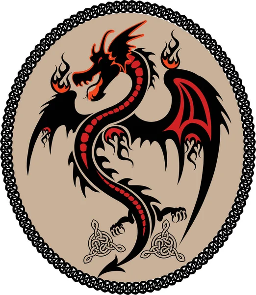 Svart Tribal Dragon Tattoo — Stock vektor