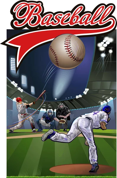 Baseball Dzban Rzuca Piłkę — Wektor stockowy
