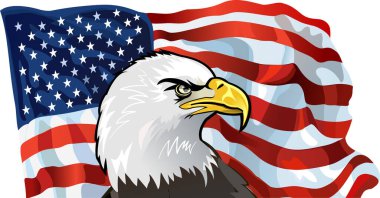 Amerikan bayraklı Amerikan kartalı