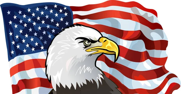 Águia Americana Com Bandeiras Dos Eua —  Vetores de Stock