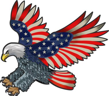 Amerikan bayraklı Amerikan kartalı