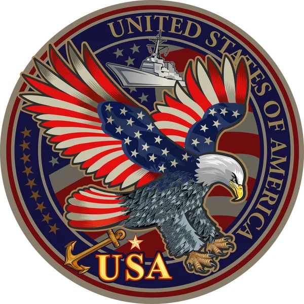Американский Орел Флагами Сша — стоковый вектор