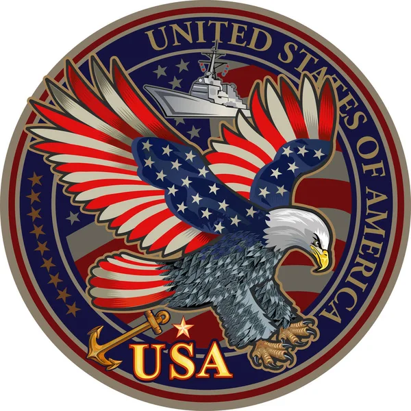 Amerikan bayraklı Amerikan kartalı